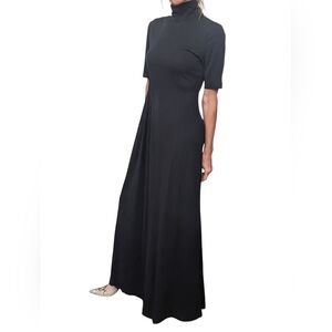 NWT Banana Republic Black Mock Neck Short Sleeve Maxi Dress Size 6 $220